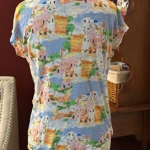 Cynthia Rowley Multicolor Short Sleeve Tee 100% Linen